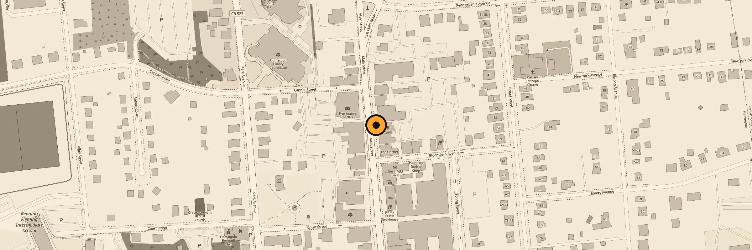 Map showing 26 Main St, Flemington, NJ 08822